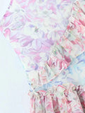 Pbong  Floral Patchwork Irregular Dresss Casual Chic Summer Holiday V-neck Sleeveless Sexy Women Ladies Party Dresses Vestido