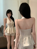 Sexy Halter Satin Tanks Women Slim Backless Fashion Hotsweet Camis Tanks Chic Design Elegant Female Summer Casual Tanks Top