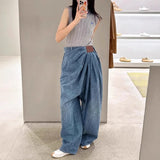 Pbong  Plus Size American Wide Leg Denim Jeans Women Fashionable Drapey Floor-Length Pants Spring Summer New Design Loose Fit Trousers