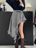 Pbong  Sexy Irregular Y2K Long Skirt Women Slim High Waist Streetwear Skirts Vintage Korean Design Harajuku Summer A Line Skirt