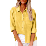100% Cotton Linen Long Sleeve Shirts Women Clothing Y2k Tops Vintage Fashion Clothes Tshirt Elegant Casual Tees Streetwear