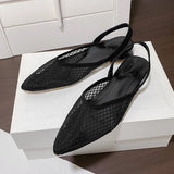 Pbong  Pointed Toe Women's Sandals Mesh Heeled Shoes Woman Elegant Slippers Chunky Walking Dress Slippers Fashion Mujer De Sandalias