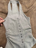 Pbong  Korean Vest Women's Clothing Single-breasted Slim Fit Tees Folds Sleeveless Square Collar Camis Backless Chic Sexy Summer Tanks