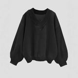 Autumn Pullovers 2025 Women's Korean Simple Long Sleeve V-Neck Loose Fit Daily Basic Pullovers