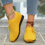 Pbong  Yellow Women Casual Shoes Breathable Knitted Women Sneakers Soft Sole Woman Flat Shoes Outdoor Spring Summer Mesh Female Shoes