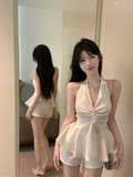 Sexy Halter Satin Tanks Women Slim Backless Fashion Hotsweet Camis Tanks Chic Design Elegant Female Summer Casual Tanks Top