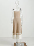 Women's High Waist Knit Dress Sleeveless Pleated Long Dress Casual Vacation Beach Slip Dresses Summer Fashion Female Clothing