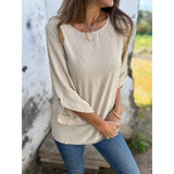 Pbong  All Seasons and Casual Hangouts Versatile Casual Dot Blouse Three Quarter Sleeves Button Details Suitable