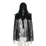 Black Witch Halloween Magical Cloak for Women Gothic  Dark  Sexy  Slightly Sheer Lace Women  Top  Garment.