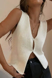 Women Vintage Crochet Knit Sleeveless Vest Solid Hollow Out Button Down V Neck Harajuku Crop Tops 2000s Korean Casual Streetwear