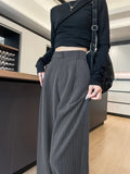 Botvotee 2025 New Women's Luxury Stripe Wide Leg Pants High Waist Flowy Dress Trousers Elegant Office Pants Fall Winter Fashion