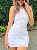 White Backless Slim Tie-Up Short Dress