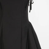 Black Y2K Retro A-line Short Dress Summer Bandage Elegant Chic Slip Women Dress 2025 New Fashion Square Collar Party Dresses