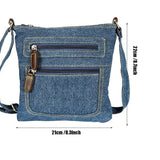 Pbong  Hot Denim Shoulder Bag Men Women Solid Color Messenger bag Casual Fashion Crossbody bags Retro Male Zipper Diagonal Straddle sac