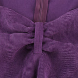 Purple Loose Corduroy Long-Sleeve Dress