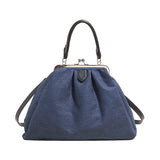 Pbong  Women Retro Pleated Hobo Shoulder Bag Large Capacity Crossbody Bags Kiss-Lock Clip Bag Vintage Handbag Fashion Daily Backpack
