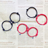 2Pcs Fashion Star Moon Magnetic Pendant Couple Bracelets for Women Handmade Rope Chain Bracelet Friendship Minimalist Jewelry