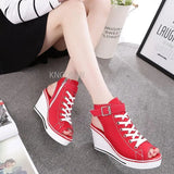 Pbong  Women Sandals  New Lady Platform Wedges Sandals Zipper Comfortable Women's Sandals Open Toe Casual Summer Sports Shoes