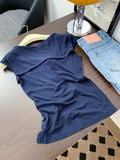 Pbong  2000s Harajuku Vintage Slim Sleeveless T Shirt Y2k Summer American Sailor Collar Sweet Tees Women Japan Style Fake 2 Piece Tops