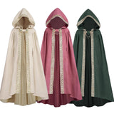 New Men Women Medieval Victorian Vintage Hooded Cloak Halloween Vampire Wizard Cosplay Cape Robe Adult Halloween Party Costume
