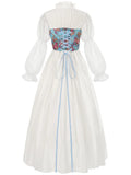 Gothic Medieval Dress Women Vintage Long Sleeve Sweetheart Dress Soild Court Style Dresses Formal Banquet Prom Party Dresses