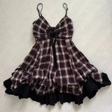 Pbong  Y2K Vintage Hot Fashion Dress Summer Aesthetic Lace Women's Classic Sundress Halter Sleeveless Slim Emo Harajuku Casual Frock