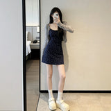 Korean Style Floral Print Open Cardigan Dress Two-Piece Set Unique Design Spring Summer Season Women's Fashion Soft Polyester...