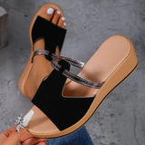 Pbong  New Summer Casual Beach Thick-soled Slippers Wedge Heel Non-slip Sandals Fashionable Open Toe Women's Shoes Plus Size 43