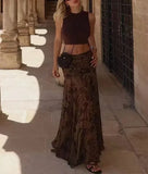 Vintage Paisley Maxi Skirts for Women Chiffon Printed A-line Boho Beach Wear Long Skirt Vacation Style Summer Ladies Faldas