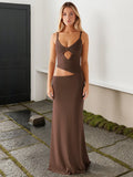 Hollow Out Backless Sexy Maxi Dress Women Gown Spaghetti Strap Sleeveless Irregular Slim Club Long Dress Summer
