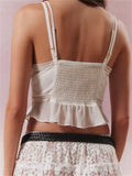 Vintage Women Mesh Sheer Camis Tops Lace Trim Adjustable Strap See Through V Neck Tank Crop Tops for Summer Mini Vest