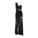 New Vintage Punk Solid Color Slimming High Waist Dress Fashion V-neck Strap Mesh Y2K Retro Dresses Women's Clothing