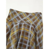 Pbong  Women New Design Asymmetric Hem A-line Mid-rise Plaid Midi Skirts Thin faldas mujer