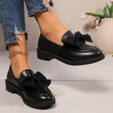 Pbong  New Women's Loafers Bow Decor Pointed Toe Low Heel Shoes for Women Leather Shallow Mouth Commuter Daily Casual Shoes