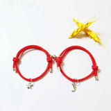 2Pcs Fashion Star Moon Magnetic Pendant Couple Bracelets for Women Handmade Rope Chain Bracelet Friendship Minimalist Jewelry