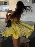 Temperament Backless Patchwork Dress Women Sexy Cross Lace-Up Sleeveless Deep V-Neck Solid Midnight Club Mini Bodycon