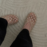 Pbong  Fashion Crystal Women Ballet Flats Mesh Dance Flat Shoes Casual Driving Walking Loafers Espadrilles Ladies Slip-on Lazy Shoes