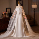 Elegant Simple Satin Wedding Dress for Short Women Strapless Long Evening Gown High Quality Feel Bridal Gown by Aimin