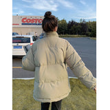 Womens Khaki Reversible Down Jackets Winter Baggy Comfortable Coat Thickening Warm Female Puffer Cotton Padded Jacket Outwear