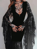 Halloween Gothic Women Dress Long Sleeve High Waist Dresses New Goth Aesthetic 9Os Sexy Slim Party Club Dress