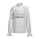 New European American Ruffle Fold Shirt for Men Halloween Role Playing Costume Medieval Victorian Steampunk Men's Camisa