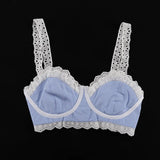 Lace Patchwork Camisole Vest + A-line Skirt Hot Girl Set Women's High Waist Skirt Bras Sweet Blue Beach Summer Two-piece Set