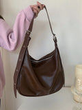 Retro Solid Color Women's Large Shoulder Bag Soft Pu Leather Ladies Commute Crossbody Bags Female Tote Handbags Underarm Bag