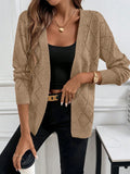 Autumn and winter casual solid color shoulder cardigan knitted sweater