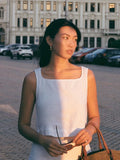 Cotton Linen Tank Top And Long Skirt Two Piece Set White Vest + Long Skirt Vacation Suit Simple Summer Woman Clothing 2025 Mew