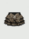Pbong  J-Fashion Y2K Gyaru Himekaji Harajuku Lolita Oversized Bowknot Low Waist Lace Frilled Plaid Mini Skirt For Women