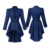 Women Medieval Victorian Gothic Steampunk Coat Tuxedo Tailcoat with Irregular Hem Vintage Trench Frock Outfit for Cosplay Party