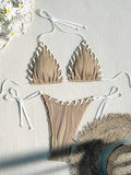 Halter Wrinkled Weave Bikini Women Swimwear Female Swimsuit Two Pieces Bikini Set Brazilian Bathing Suit Swim Beach Wear