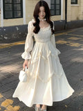 Fashion New Women Elegant and Chic Party Dress Long Sleeve French Style Casual Vintage Dresses Female Birthday Clothes