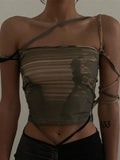 Punk Gothic Camis Grunge Lace Up Off Shoulder Women Crop Tops Hip Hop Bodycon Sleeveless Vintage Print 90s Streetwear